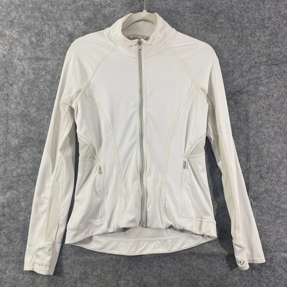 Athleta Jacket Small White Powervita Elation Full Zip Long Sleeve Workout Mock - Picture 2 of 12